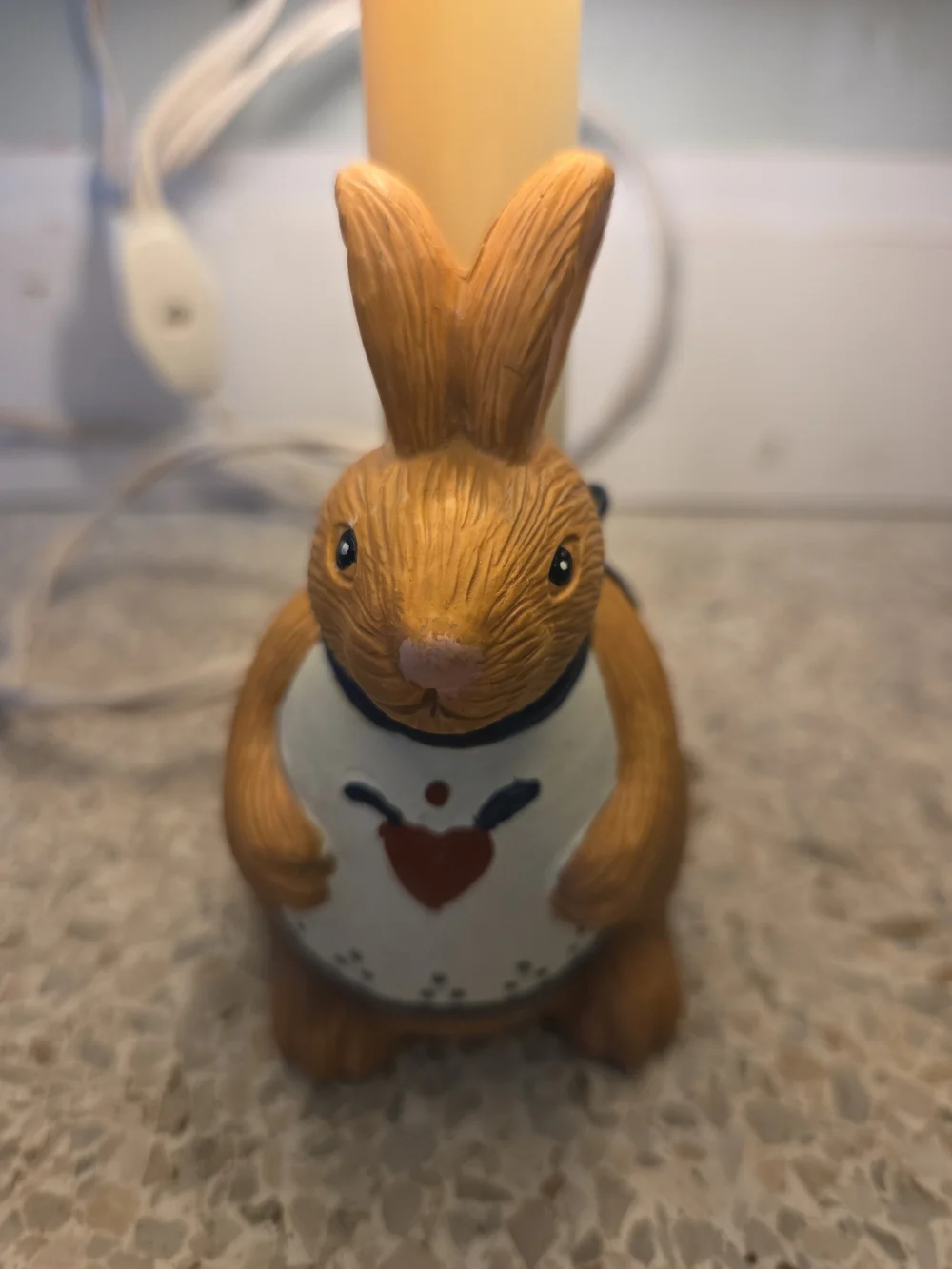 Vintage Rabbit Accent Lamp W Shade Small Resin Chubby Bunny